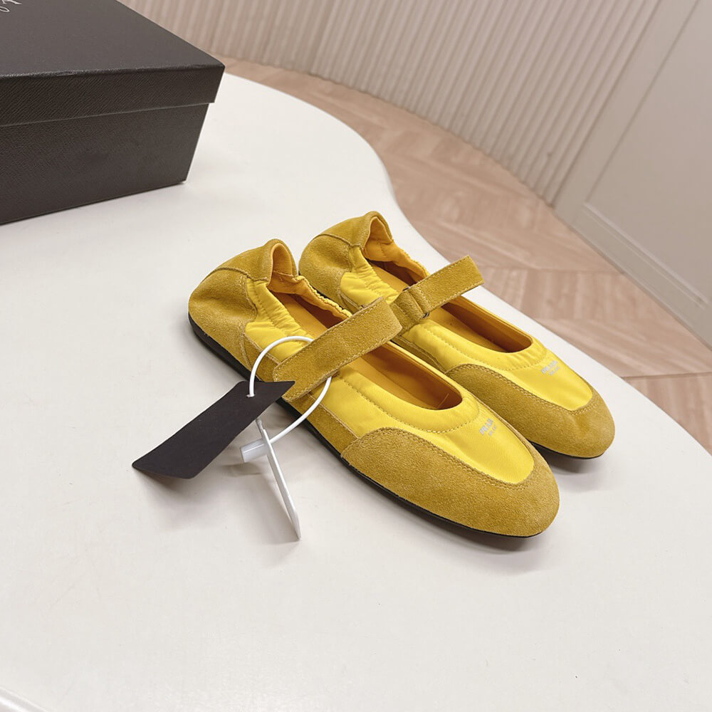 Pra*a Re-Nylon and suede ballet flats