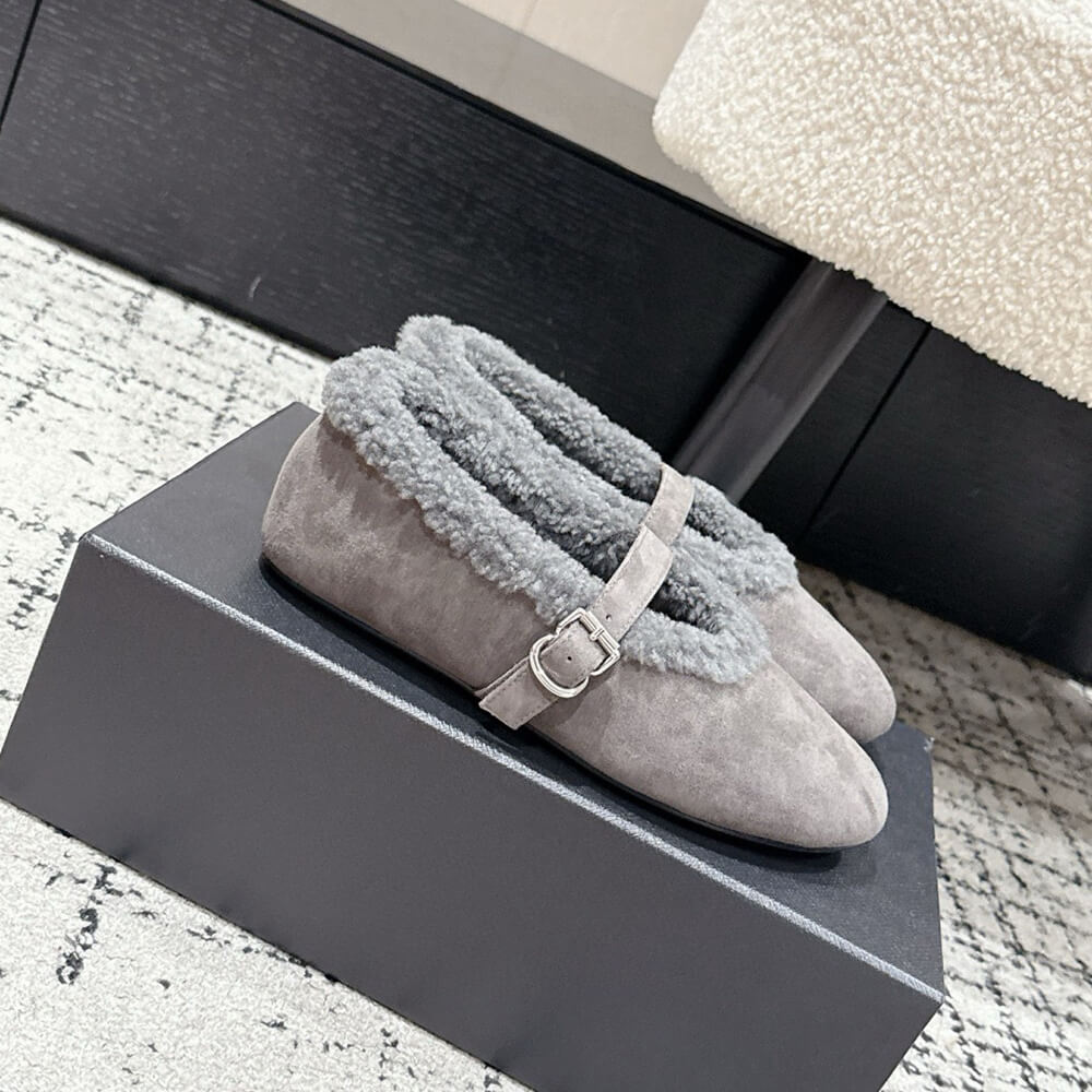 ALAIA Shearling Ballet Flats