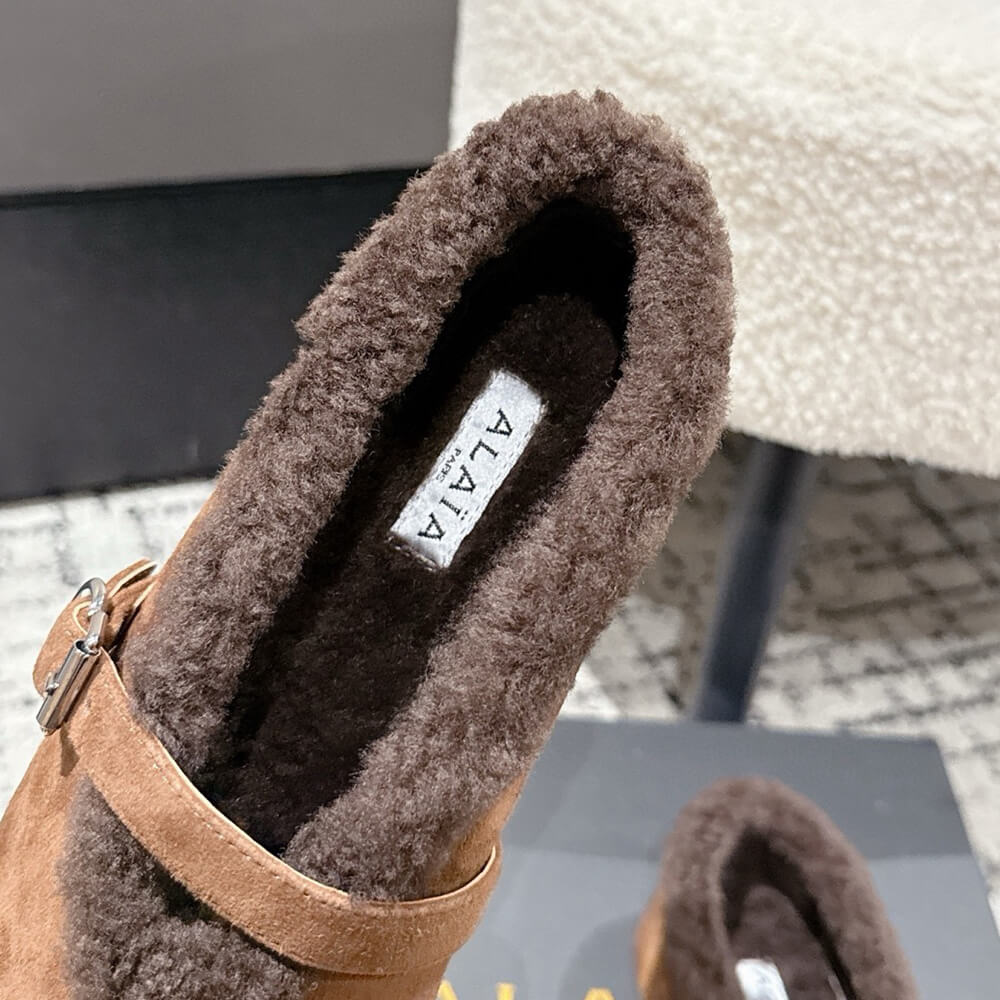 ALAIA Shearling Ballet Flats