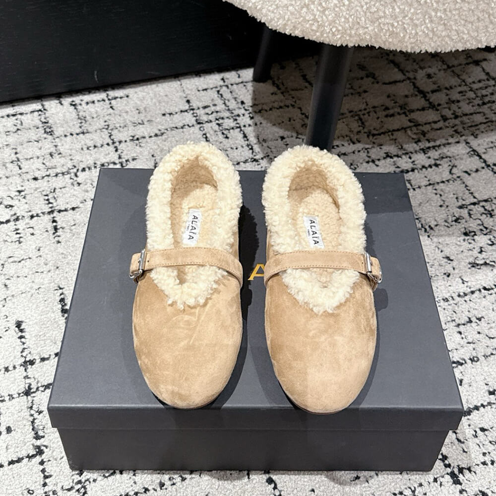 ALAIA Shearling Ballet Flats