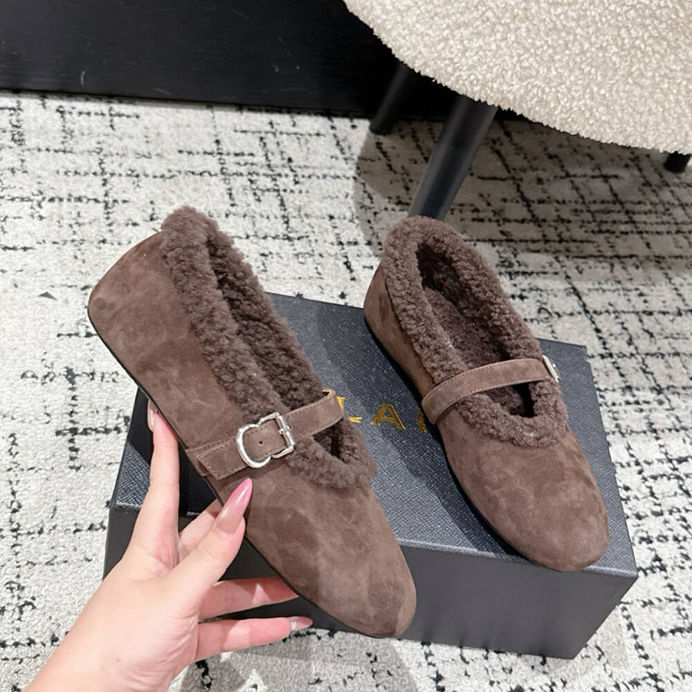 ALAIA Shearling Ballet Flats