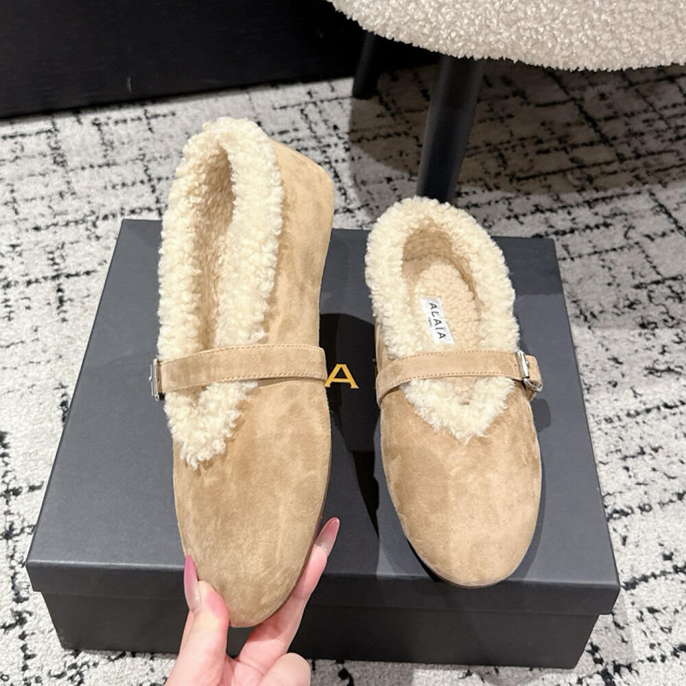 ALAIA Shearling Ballet Flats
